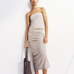 Rib-knit skirt - Beige Melange